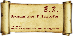 Baumgartner Krisztofer névjegykártya